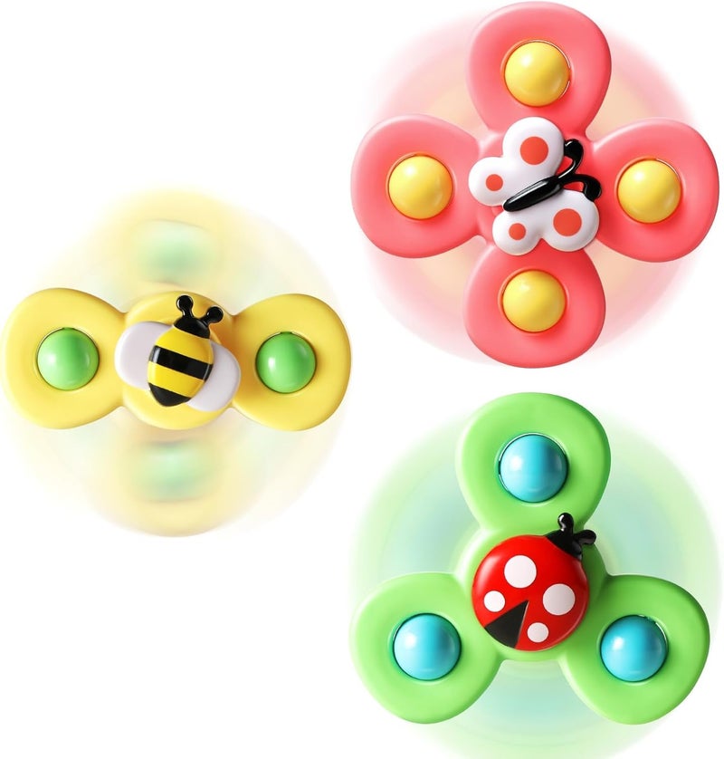 ST ZONE 3 pcs Suction cup spinner toys for 1 2 Year old boys|Spinning top baby toys 12-18 months|First birthday baby gifts for 1 Year old girls|Sensory toys for toddlers 1-3 - Image 1